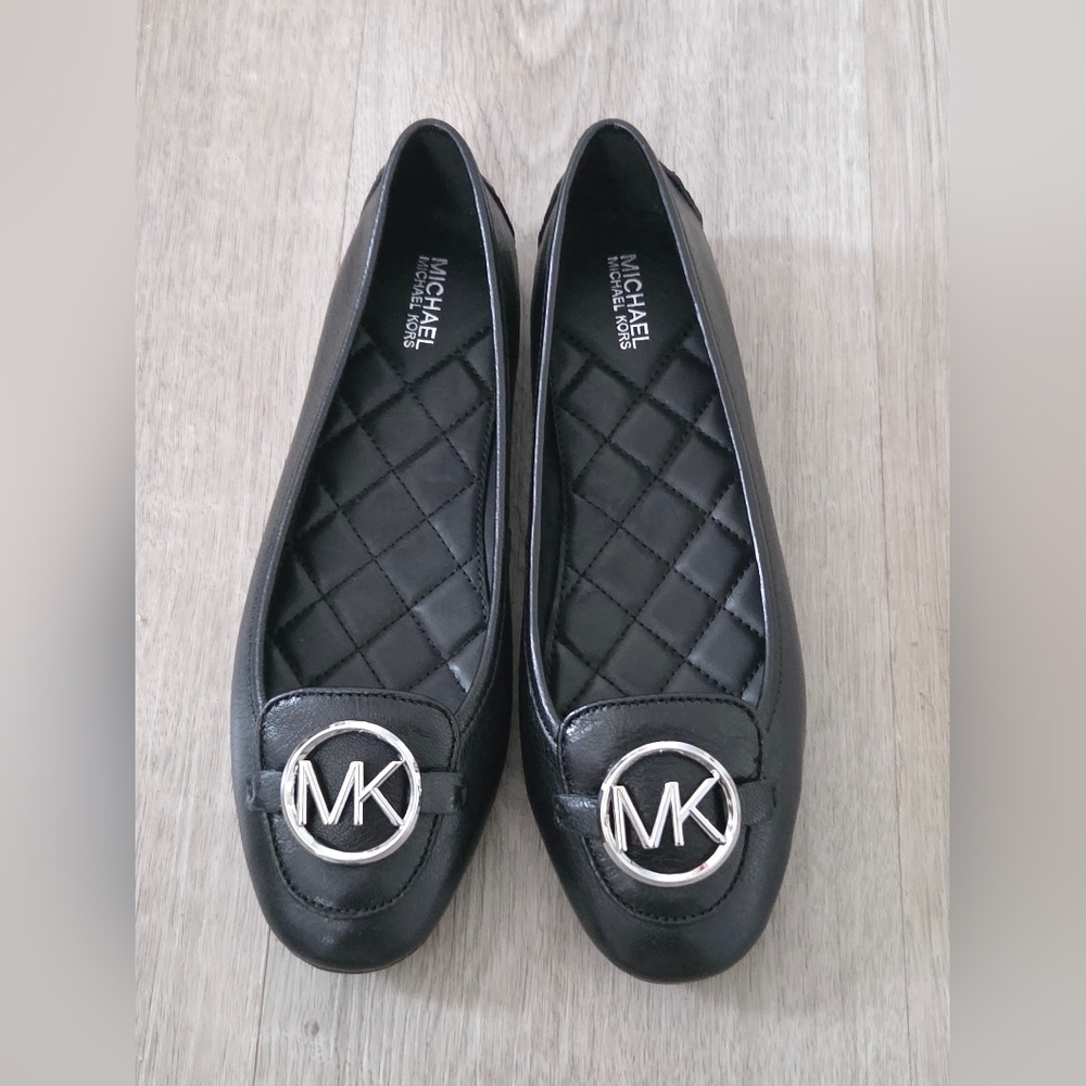 Michael Kors Black Loafers with Silver Emblem